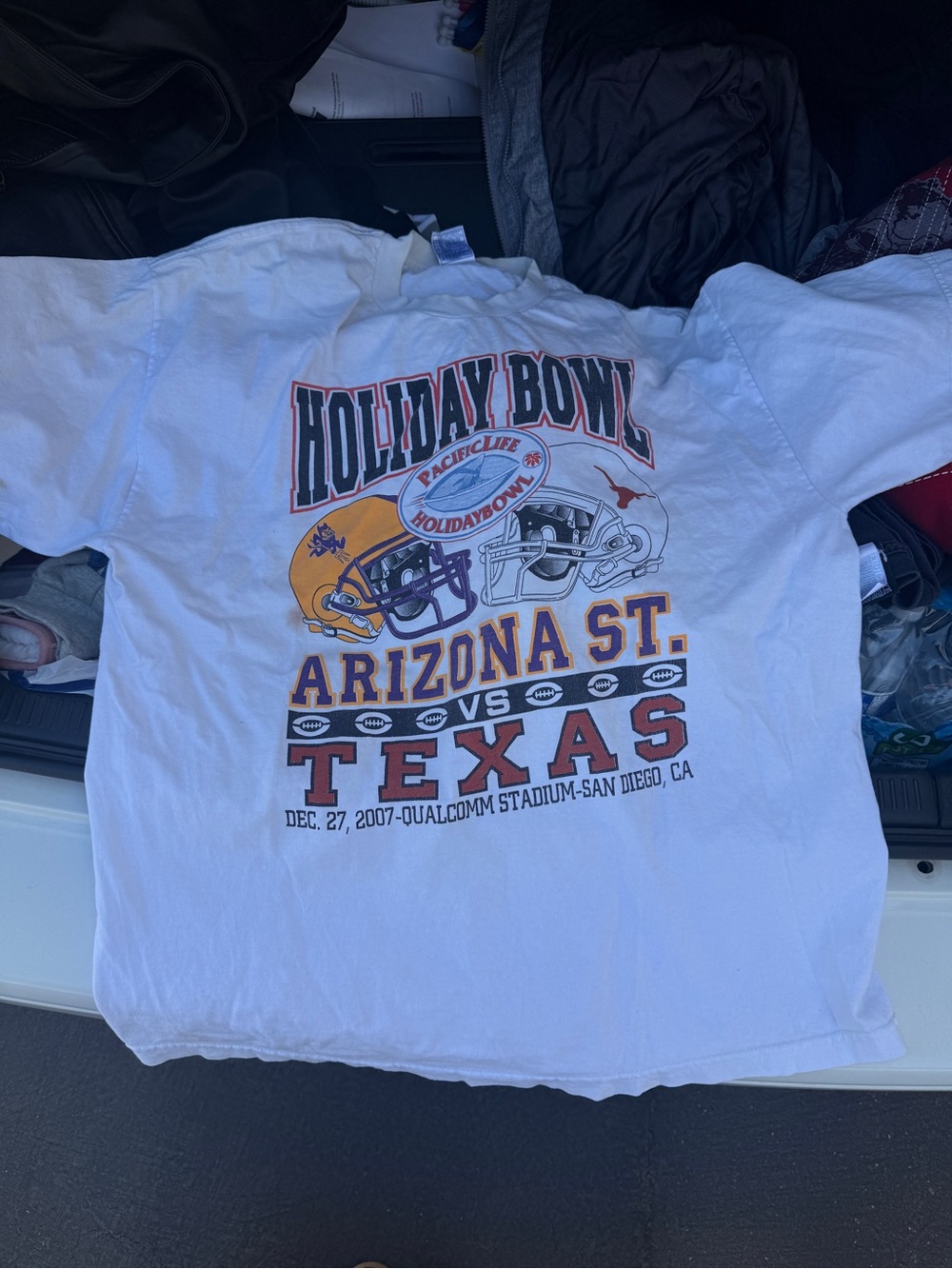 Vintage Holiday Bowl Arizona St. vs Texas 2007 White Graphic Tee